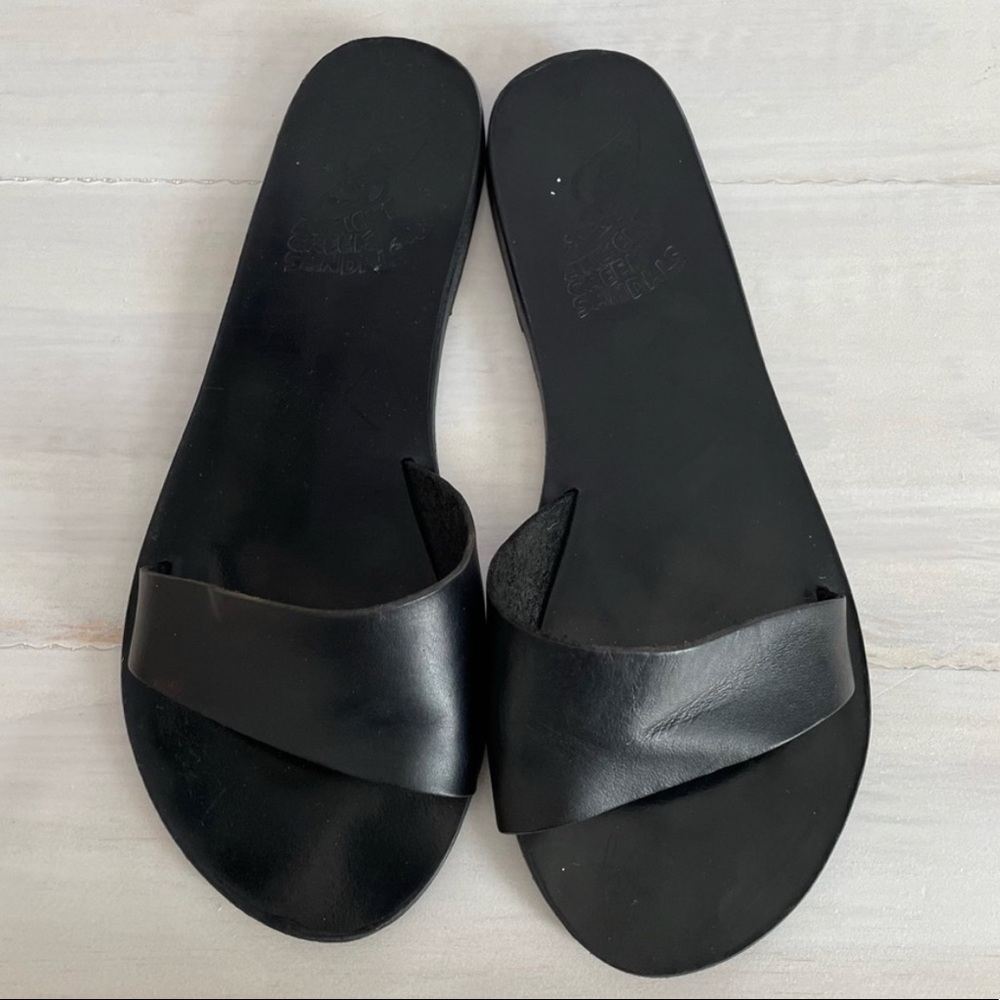 Ancient Greek Sandals Arsinoi Leather Slide-on in Black